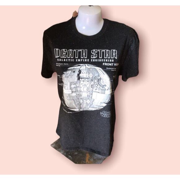 Star Wars Death Star Blueprints Black TEE T SHIRT Medium Men Unisex - Picture 1 of 5